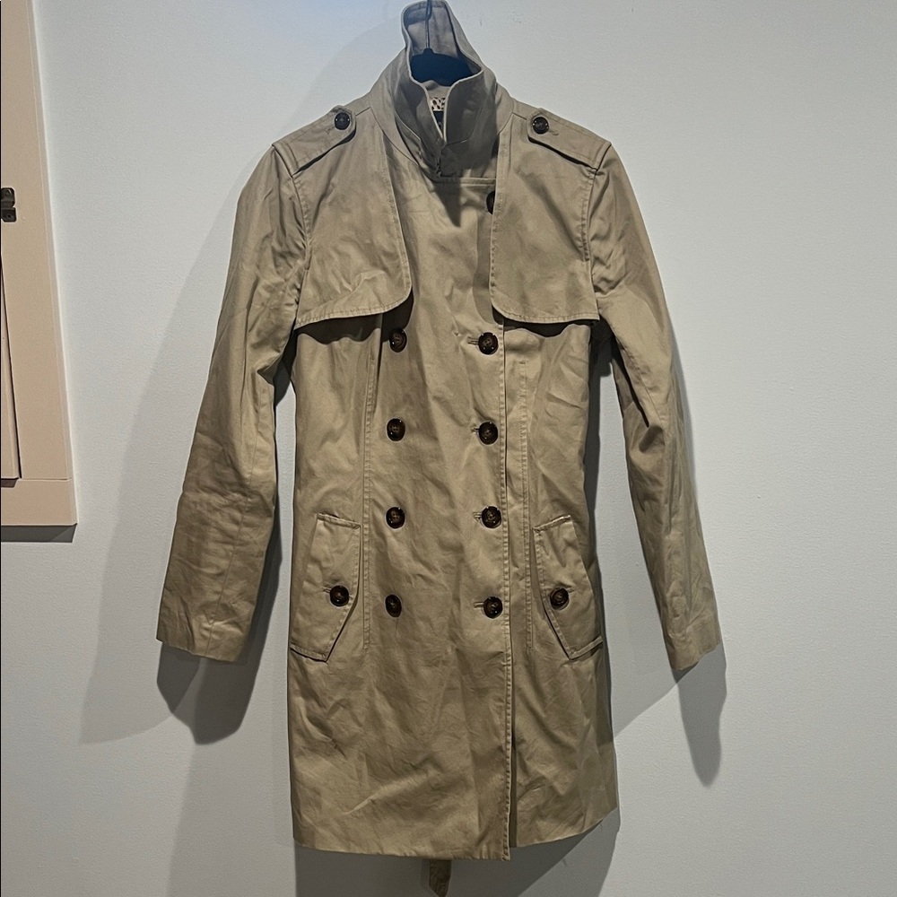 Banana Republic Tan Double-Breasted Trench Coat 🧥 Size Small Belted - Picture 6 of 16